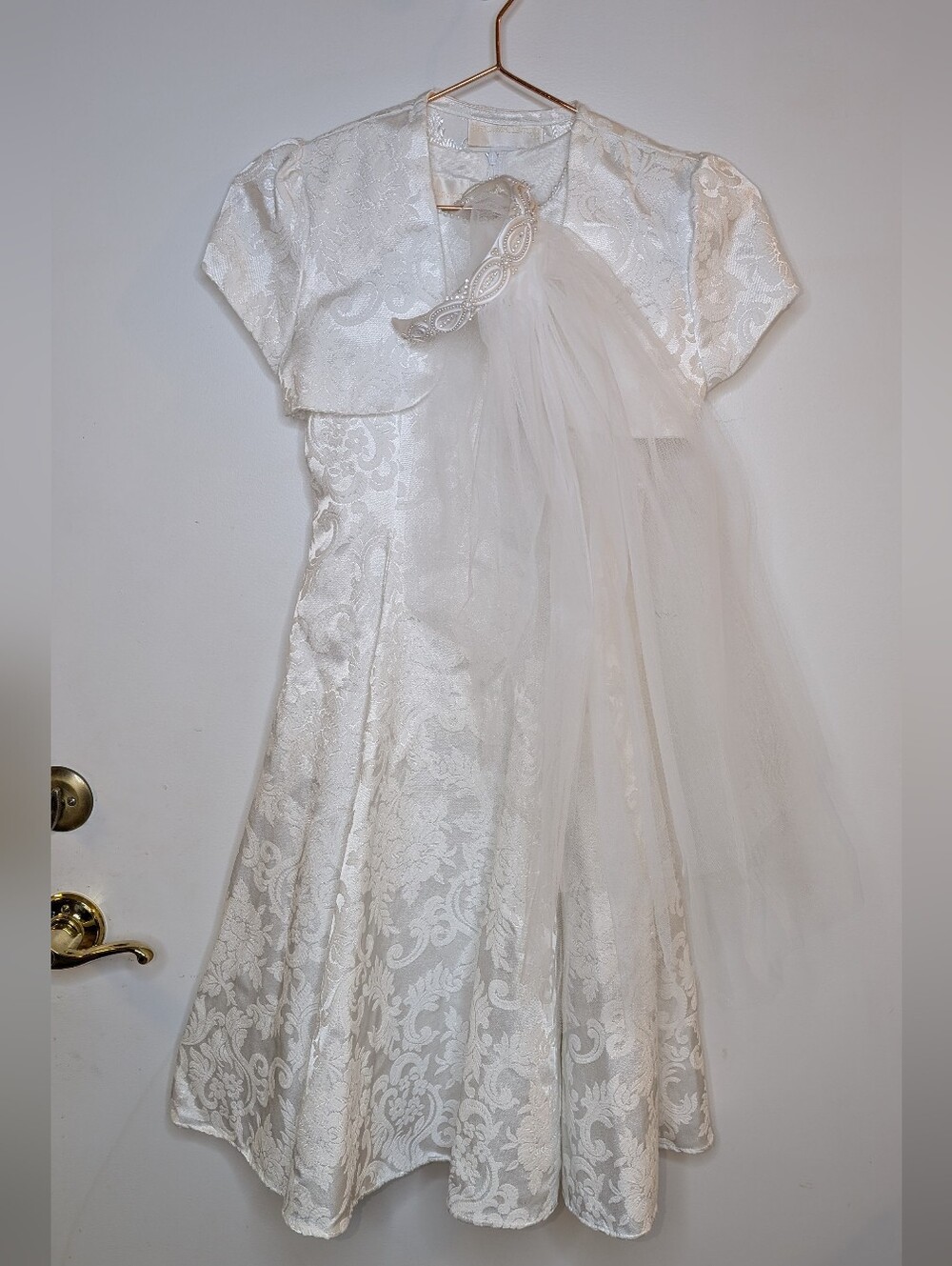 Jessica McClintock Girls Size 7 White Long Dress